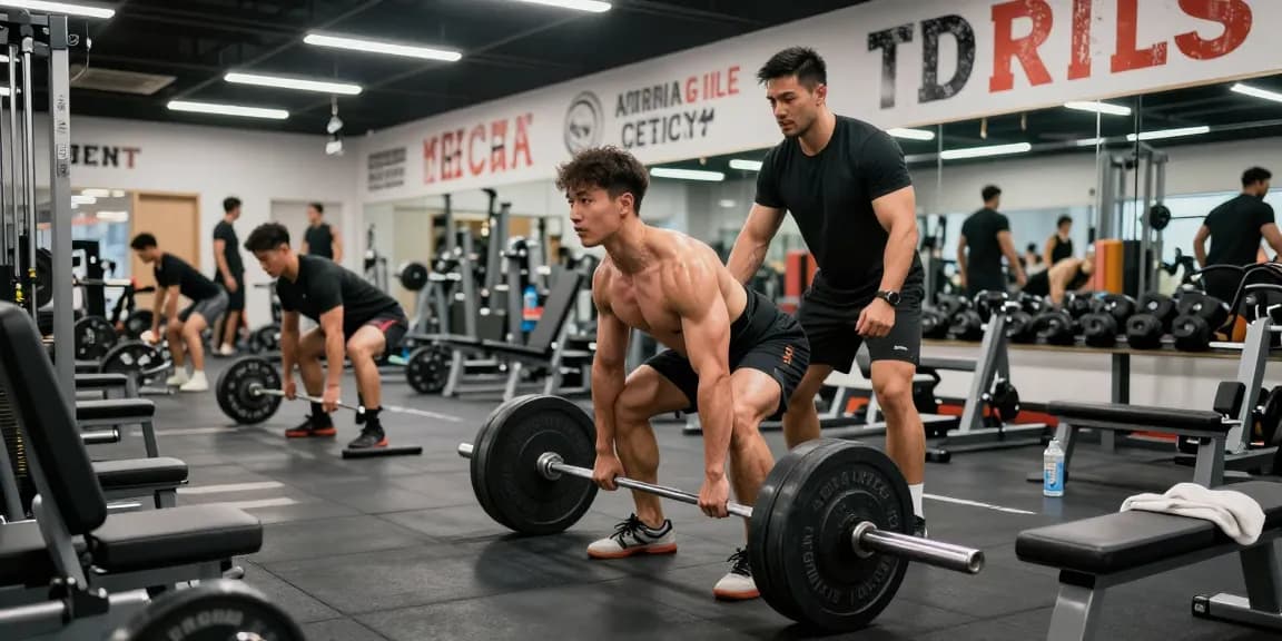 Athletic bodybuilder at Anabolika Shop gym, lifting weights for muscle gains.