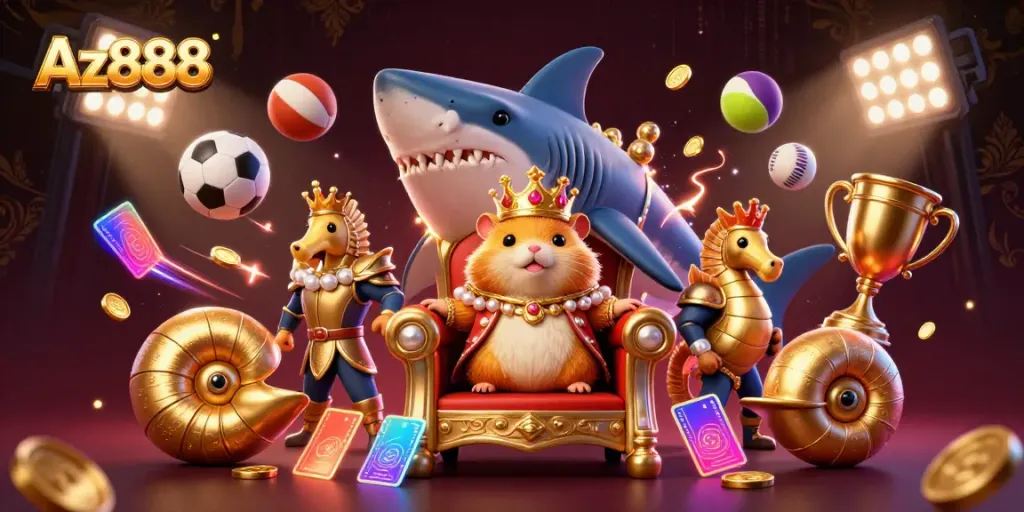 Experience the dynamic world of Az888 with vibrant characters in a bustling casino scene.