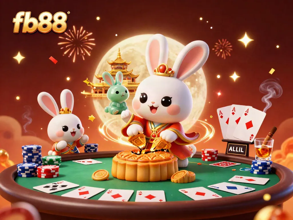 Engage in thrilling games at fb88 while experiencing a vibrant casino atmosphere with poker chips, cards, and festive celebrations.