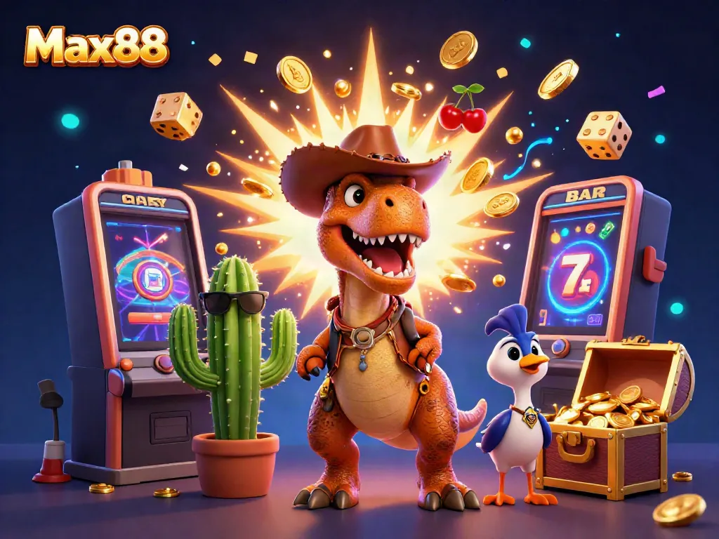 Experience the excitement of Max88 with vibrant casino themes and dynamic characters.
