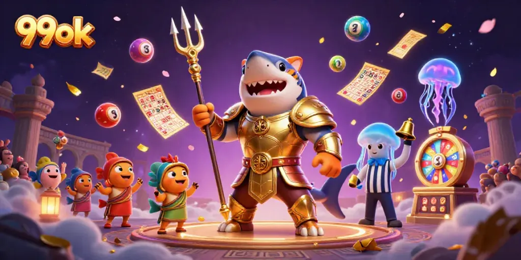 Join the thrilling adventure at 99ok with a tiger shark in a golden gladiator arena.