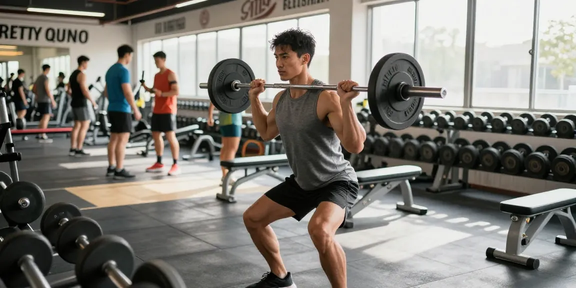 Sportler im Anabolika Shop mit Gewichten, motivierender Fitnessumgebung und modernem Equipment.