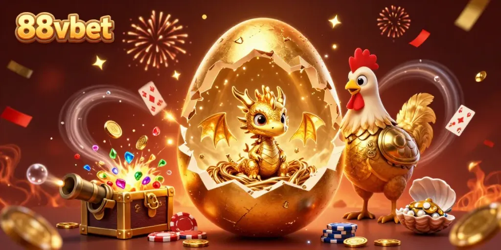 Experience thrilling gaming moments at 88vbet with vibrant treasures and a golden dragon.