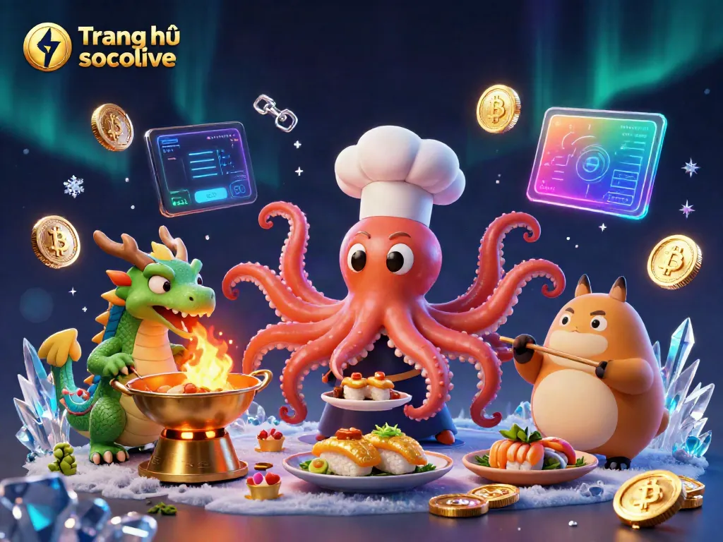 Watch the dynamic action on Trang chủ socolive with an octopus chef and a dragon in this exciting illustration.