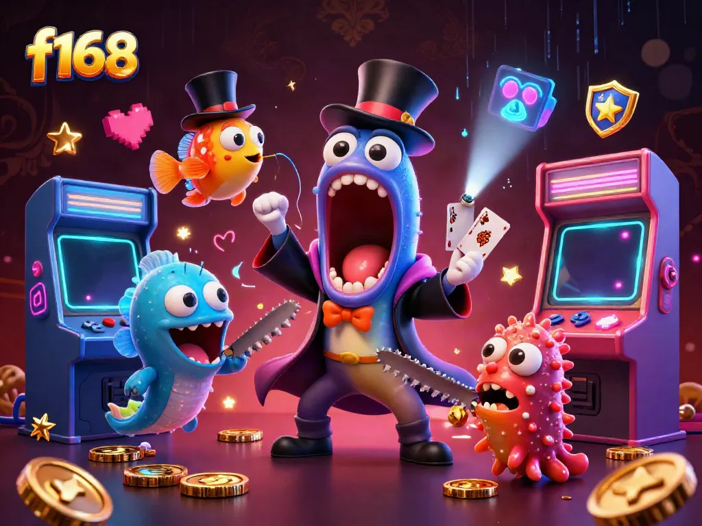 Experience thrilling gameplay and excitement with f168’s vibrant casino-themed illustration.