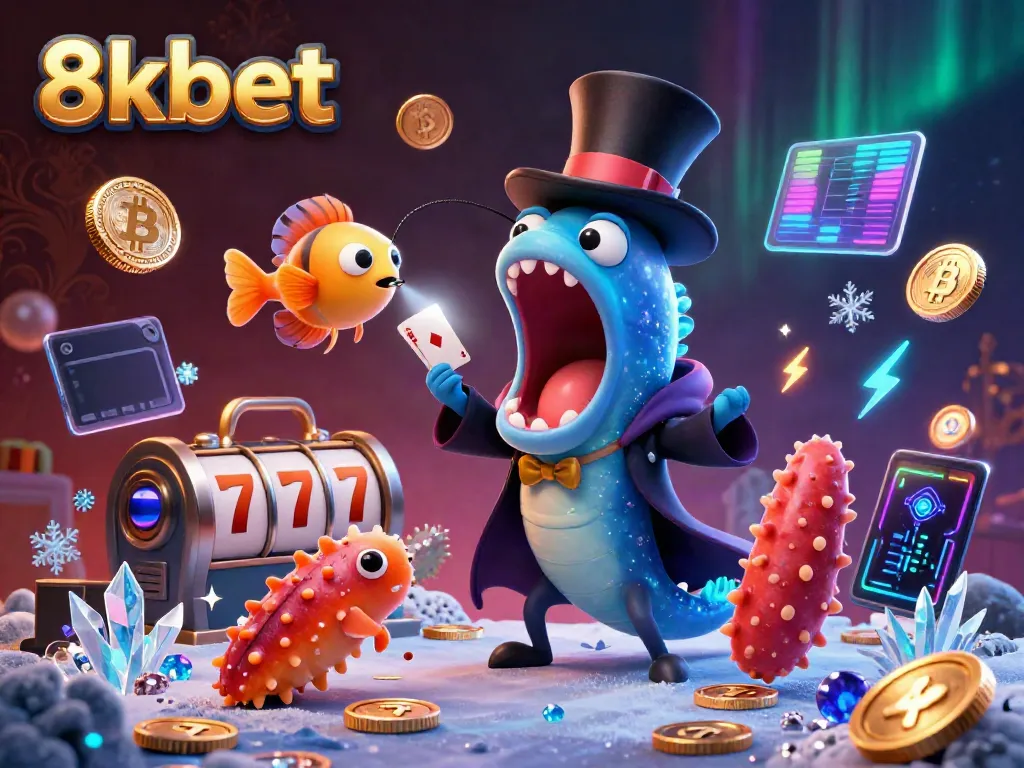 Experience unique magic tricks with characters in a vibrant 8kbet casino scene.