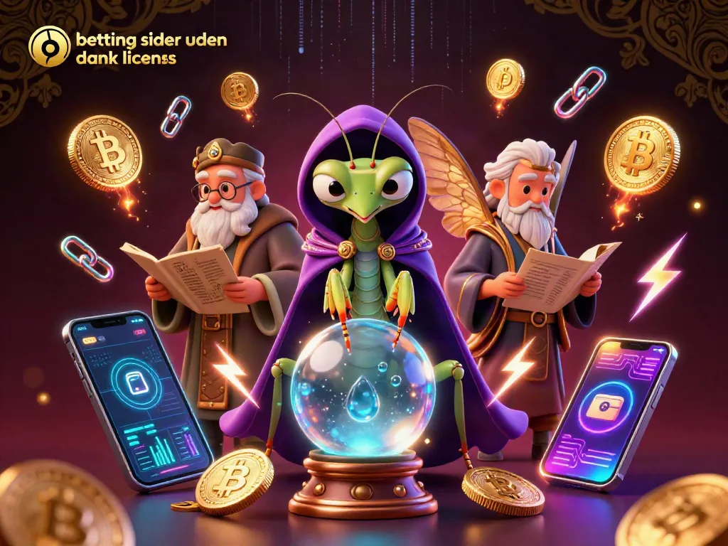 Betting sider uden dansk licens showcased in a vibrant 3D scene with mystical characters and cryptocurrency elements.