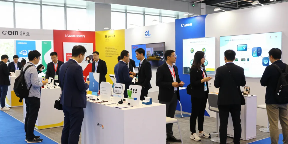 Exhibitors showcasing products at a vibrant trade show, emphasizing the keyword Aussteller.