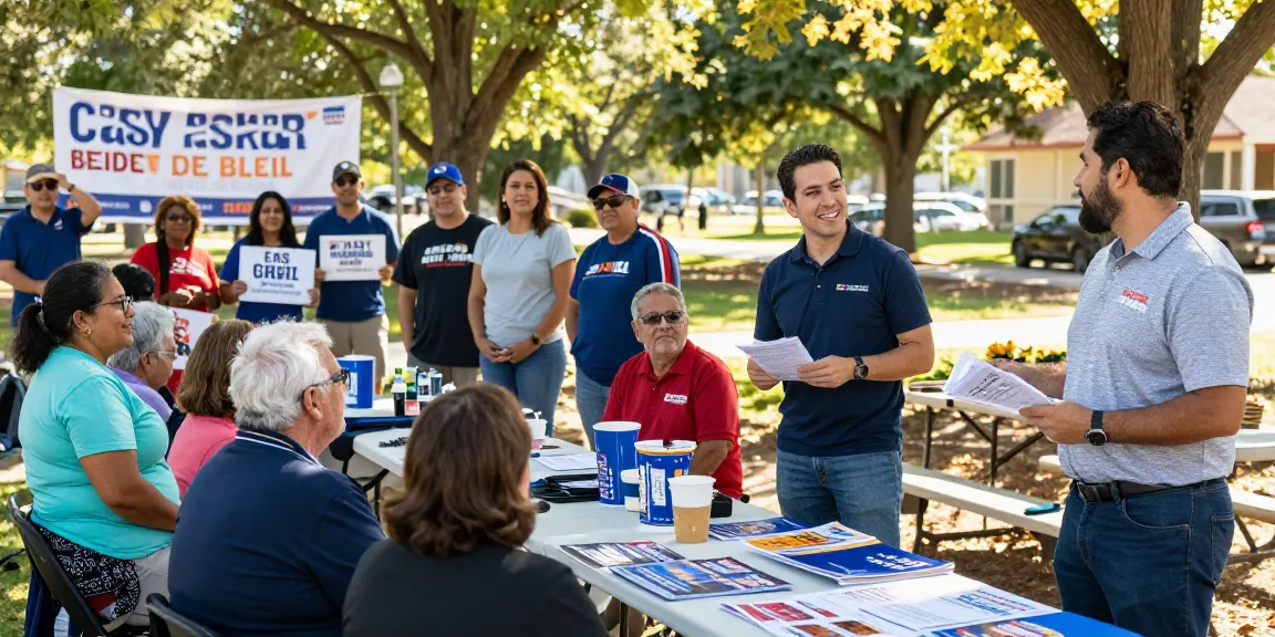 Casey Askar connecting with voters at a community event, showcasing transparency in his campaign.