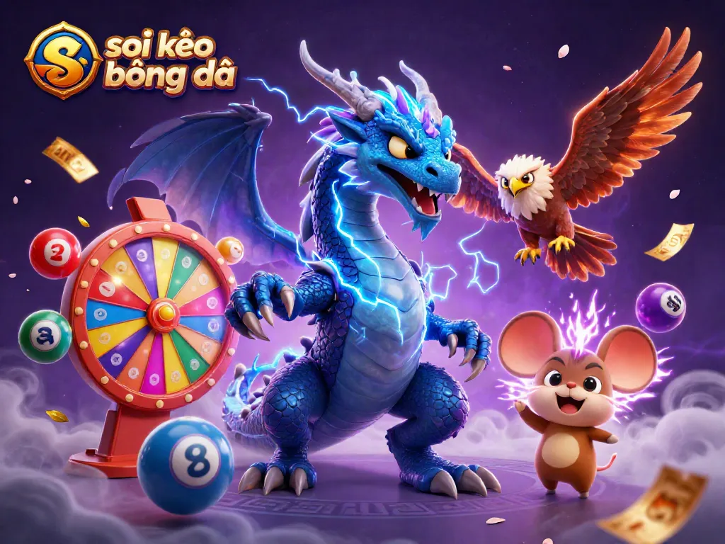 Soi kèo bóng đá with dynamic sports elements showcasing vibrant gaming action in a thrilling illustrated scene