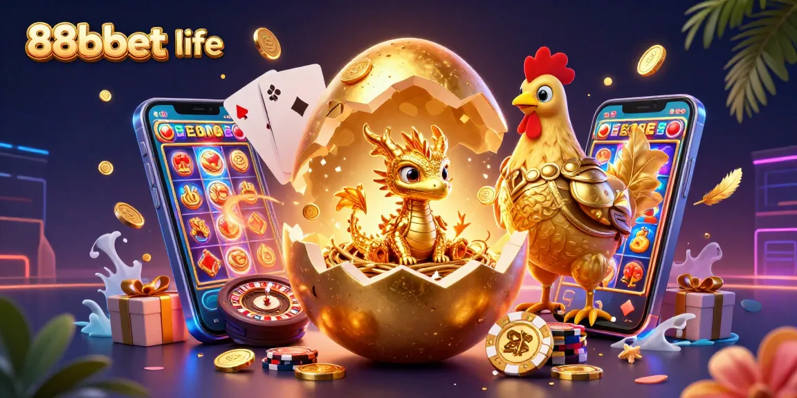 Experience the thrilling world of 88bbet life with a golden dragon amidst rich gaming elements.