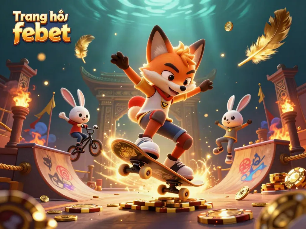 Experience the thrill of gaming at Trang chủ febet with vibrant casino-themed 3D illustration.