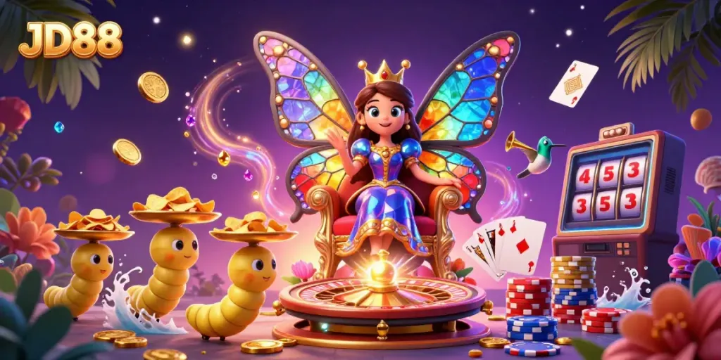Experience JD88 with vibrant casino elements and exciting gameplay in a dynamic 3D scene.