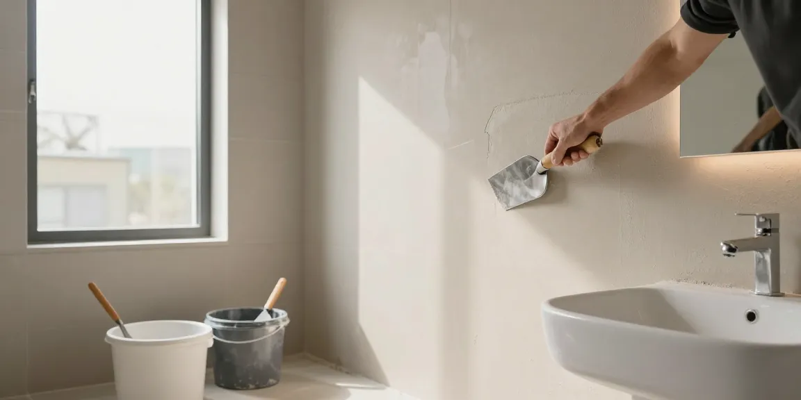 Fugenloses Bad selbst machen: DIY-Projekt mit Mikrozement in modernem Badezimmer.