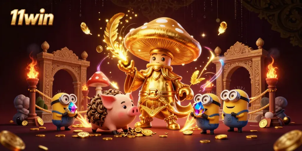 Experience the excitement of 11win with magical gambling elements, dynamic characters, and vibrant treasure.