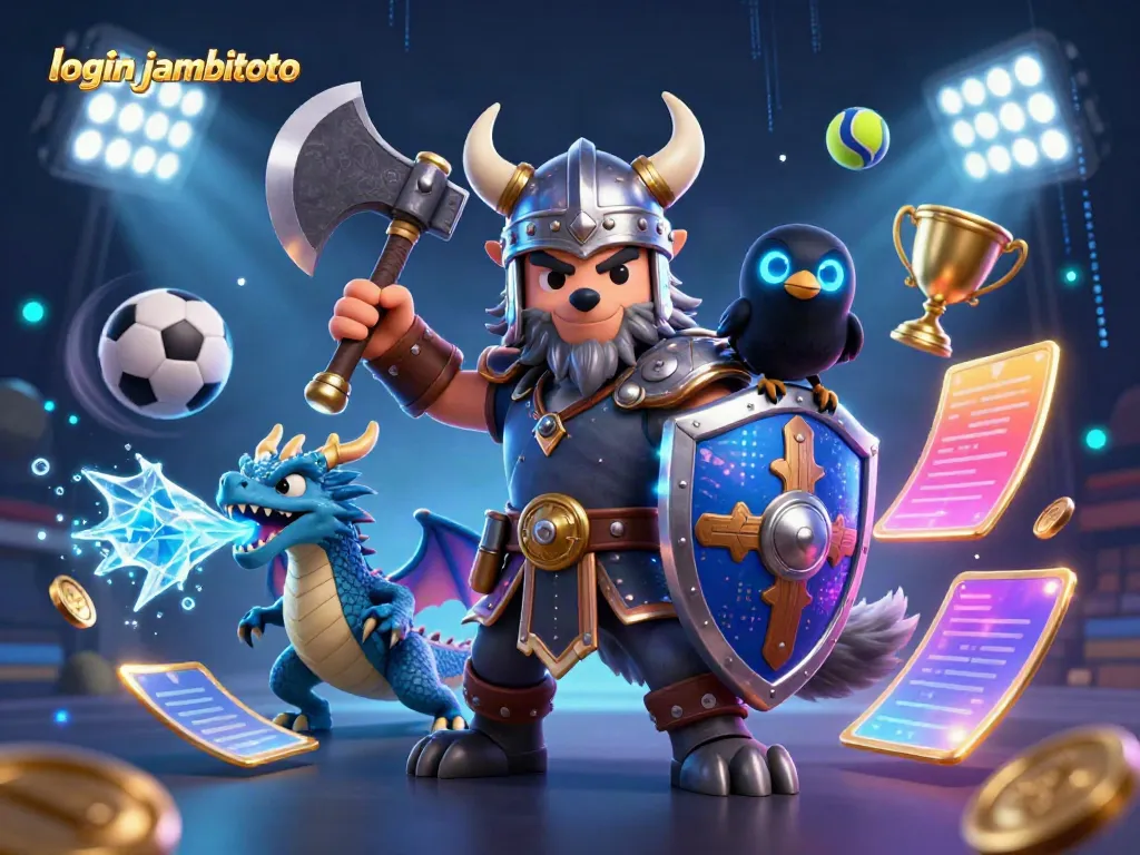Engage with the exciting login jambitoto experience showcased in a vibrant scene of action and fantasy.