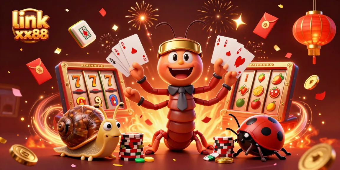 Play exciting games at link xx88 with a vibrant 3D casino scene featuring playful characters and dazzling effects.