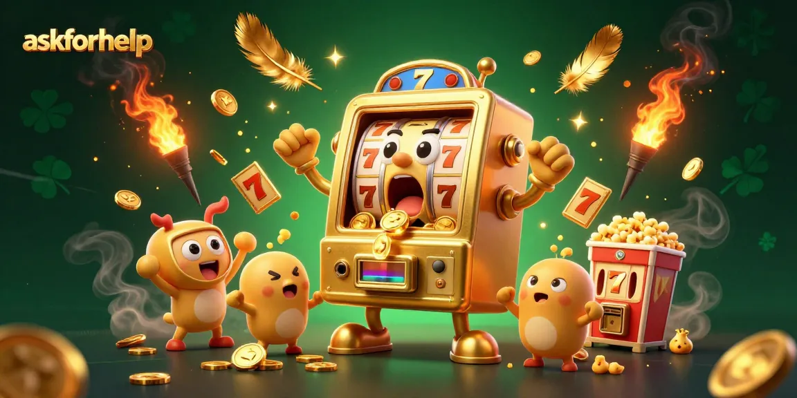 Experience the excitement of askforhelp in this vibrant 3D slot machine jackpot scene filled with gold and fun.