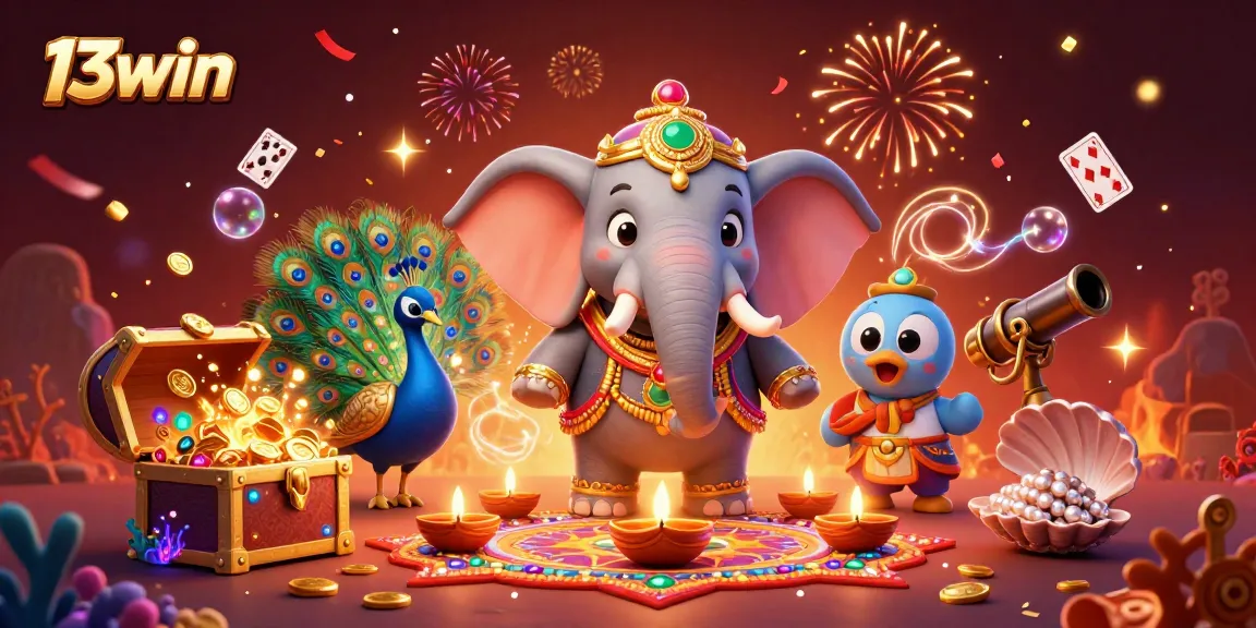 Experience the thrill of winning with 13win, showcasing vibrant casino elements and festive designs.