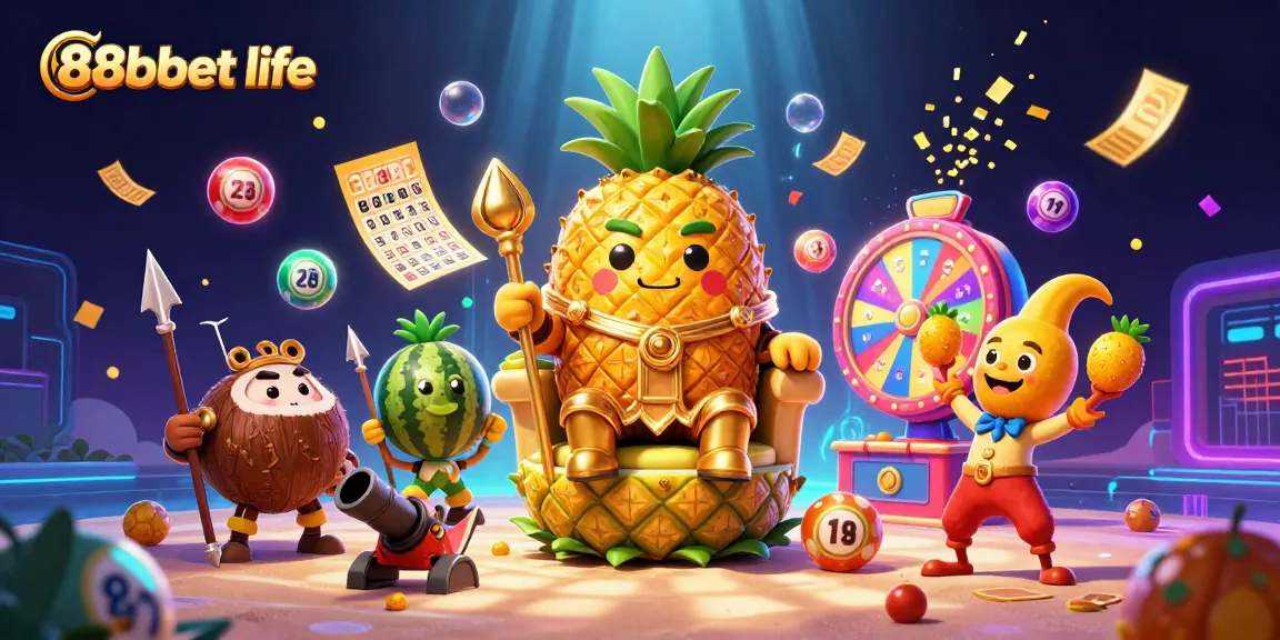 Khám phá thế giới cá cược 88bbet life với vị vua dứa hoàng gia và không gian casino tuyệt đẹp.