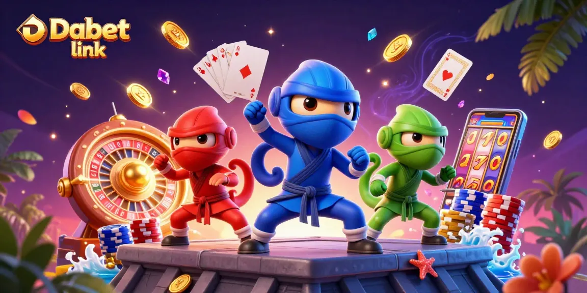 Experience thrilling action with Dabet link in this vibrant 3D casino illustration showcasing excitement and winnings.