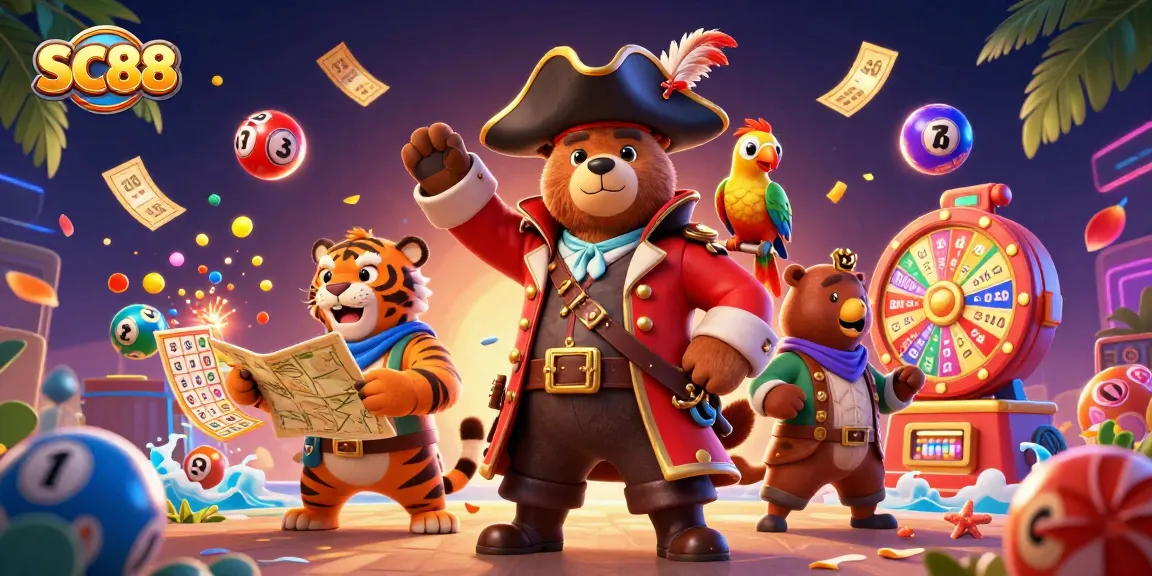 Experience SC88 excitement with a pirate bear, jackpot elements, and vibrant colors in action.