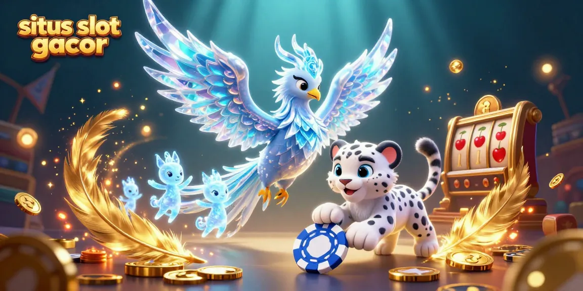 Engage with situs slot gacor featuring an ice phoenix and slot game elements in a vibrant casino setting.