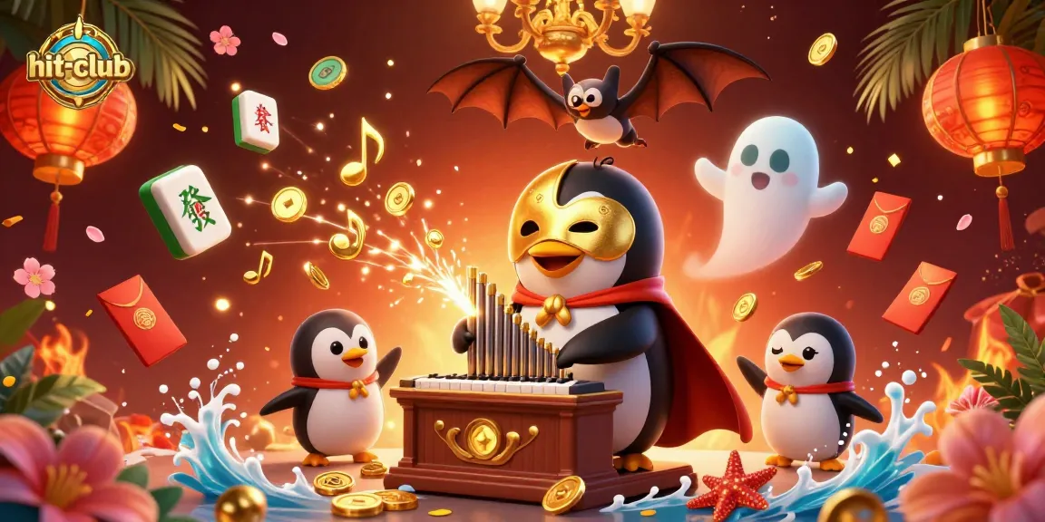 Experience excitement at hit-club with a dazzling 3D casino-themed illustration featuring animated characters and gold coins.